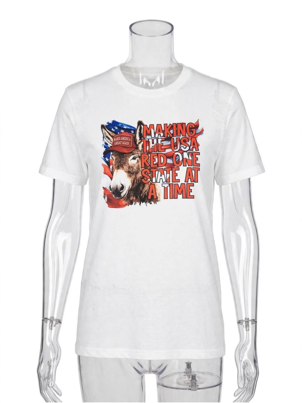White Graphic Tee - 'Making the USA Red One State at a Time'